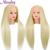 Mannequin Heads Human Model Head Hairstyle 26-дюймовые волосы 100% качественная синтетическая тренировка кукла Human Forme Q240510
