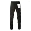 Женские брюки высшее качество фиолетового рока джинсы бренда 1: 1 с уличными черными плисками для ремонта моды.