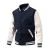 Coat Mens Spring and Automne Nouveau collier de baseball Couleur Couleur assortie de clip unique extérieur Coton grande veste en laine Men