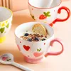 Mugs Afternoon Tea 500ml Coffee Cup Creative Milk Ceramic Mug Cute Hand-painted Breakfast With Spoon Girl Heart