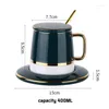 Kubki ceramiczny kubek z Lid Milk Cough Cups Europejski porcelanę Kreatywna prosta espresso para herbaty i spodka set Złota łyżka