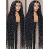 Curly de 40 pouces Curly 13x4 Perruque à cheveux humains avant 220% Densité Brésilien Perruques pour femmes profondes vagues 13x6 HD Lace Frontal Heuvr