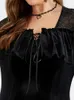 Plus size jurken plus formaat kleding gothy hallown fluwelen spider web mesh fluwelen ruche zoomjurk voor vrouwen vintage mini jurk gotische kleding y240510