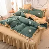 Set di biancheria da letto lavati in cotone moderno set di case floreali con stampa bowknot cuscinetto di copertura del piumino a quattro pezzi P10