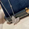Designer sieraden luxe Vanca Accessories S925 Silver Butterfly Volledige diamanten ketting enkele diamant luxe trendy sfeerstijl Stijl pgli