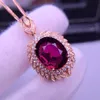 E401 TOURMALINE PENDANT fina smycken Real 18 K Gold 100 Natural Rubi 71ct Gemstones Diamond Necklace 240511