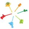 6pcSet Dinosaur Animal Fruit Fork Mini Cartoon Kids Snack Cake Dessert Food Pick Cureau de dents Bento Décor de fête 240422