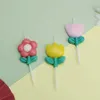 5pcs velas flores de feliz aniversário bolo vela rosa princesa vermelha decorada casla de velas casamentos românticos vela embelezada