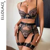 Ensemble sexy ellolace lingerie de luxe tenue érotique dentelle dames sous-vêtements suspension romantique hot bilizna fantaisie voir à travers les tenues Q240511