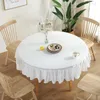 Table Cloth Round Heavy White Fabric Tablecloth 100 Cotton Linen For Kitchen Dining Coffee Farm Decorations