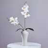 Dekorative Blumen 9 Köpfe 3D -Druck Latex Schmetterling Orchidee mit Blättern Künstliche Blume echte Berührung falscher Pflanze für Home Wedding Party