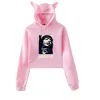 Loreen Merch Crop Top Hoodie для подростков -девочек -уличная одежда Hip Hop Kawaii кот ухо ухо на укороченные толстовки Harajuku