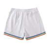 Mens shorts Solid Rainbow Printing Shorts Double Pocket Waist Loose Basketball Pants Casual Shorts Gym Running Training Shorts 240513