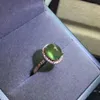 Cluster Rings Original Design Green Prehnite Oval Diamond Set Opening Justerbar ljus lyxig mousserande charm kvinnors silvermärke smycken