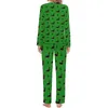 Kvinnors sömnkläder svart tax pyjamas st patricks dag kawaii pyjama sätter kvinna långärmad sovrum nattkläder stor storlek 5xl 6xl