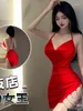 Robes décontractées Nomengaga Sexy Korean Femmes mini robe douce lingerie coude couche à coucher chaîne de nuit Elegant v Q8wl