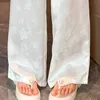 Damesbroek capris nieuwe 2024 lente/zomer wijd been losse broek geschikt voor vrouwen zwart en witte Chinese hoge taille jacquard broek dames y240509