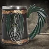 Canecas 2024 Viking Pirate Cerveja caneca 600 ml de aço inoxidável xícaras de água de resina Ornamentos artesanais para decoração de casa Presentes de Natal