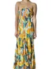 Casual Dresses Women Summer Strapless Long Floral Print Backless Pleated Plus Size Tube Top Loose Fit Aesthetic Maxi Dress