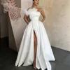 Robes de soirée blanches élégantes robes de fête à partage haut de côté sexy