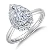Anéis de casamento Dezo, 2 quilates em forma de pêra, anel de noivado feminino autêntico 925 Sterling Silver Craft Diamond Promise Presente Q240511