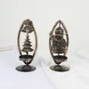 Bougeoirs Iron Vintage Solder Bronze Metal Christmas Elk Snowman Pattern Lighting Candlestick Wedding Home Decoration