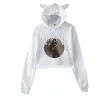 Loreen Merch Crop Top Hoodie для подростков -девочек -уличная одежда Hip Hop Kawaii кот ухо ухо на укороченные толстовки Harajuku