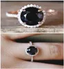 Fashion Black Crystal Zirkon Diamonds Gemstones Rings For Women Rose Gold Tone Sieraden Bijoux Bague Party Accessoires Geschenken 6910048