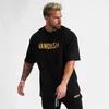 Camisetas masculinas de verão novo masculino de hip-hop de camiseta enorme de camisetas de tamanho grande ginásio ginástica ginástica fitness algodão pescoço curto seve h240513