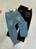 Mäns jeans baggy casual wide ben Men street retro hip hop tryck trend mode svart hög midja jean y2k kläder