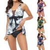 Frauen Badebekleidung Ladies Summer Beach Mode Split Blumendruck großer Badeanzug Junioren Frau Schwimmanzug mit Shorts Top Medium