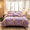 Set di biancheria da letto set classico bambina con pattern whip inverno in velluto di latte caldo 4pcs spesso peluche oversize copertura del piumone