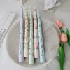 5Pcs Candles 9.5 Taper Scented Candles Romantic Hand Painted Rose Long Candle for Dinner Table Decoration Wedding Country Decor