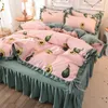 Set di biancheria da letto lavati in cotone moderno set di case floreali con stampa bowknot cuscinetto di copertura del piumino a quattro pezzi P10