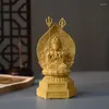 Dekorativa figurer Solid trästaty av tusen hand guanyin på lotus terrass trä snidade Buddha hemdekoration feng shui