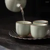 Herbata filiżanka mistrza singla beżowa ru Ware Gracked Glaze podtrzymywany zestaw ceramiczny retro kubek do herbaty