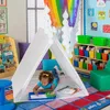 Tents And Shelters Duable High Quality Teepee Tent Kids Childrens White 3.8 3.8ft Childhood Play Portable