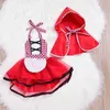 Clothing Sets The newly born Little Red Riding Hood role-playing costume Christmas set photo prop girl Tutu party dress baby costumeL240513