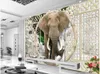 Sfondi 3D Design murale Design cinese Elefante classico Custom PO Sfondi Decorazione stereoscopica della casa stereoscopica