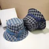 BERETS LUSSO HOUNDSTOOTH DEMPIO DELLA DENUM DENIM CHECHET CAPPA DI PRIMA DI PRIMAVERA ESTALLA MACCHI DI PESCIMENTO SEGNI