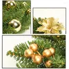 Fleurs décoratives 30/40/50 cm Christmas Couronne rouge Gold Ball Ornements pour porte d'entrée Hanging Roard Merry Noël Party Year Decoration Home