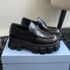 Plattform skor plattform kilar snörning rund tå block klackar slip-on platt loafer chunky äkta läder lyxdesigner för kvinnor fabrikskor 35-41