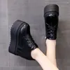 Повседневная обувь женская панк-стиль шнурок высоту каблука 12 Платформа Женщина готическая лодыжка-сапоги.