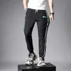 Herenbroek zomer dunne ijs zijden zacht gestreepte casual broek voor heren modieuze stretch losse been sportbroek y240513