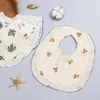 Bibs Burp Cloths Baby U-shaped feeder Drool bib printed pleated flower baby Saliva towel soft cotton lace Burp fabric newborn bib accessories d240513