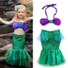 Clothing Sets Newly born toddler girl Memaid swimwear 2PCS summer shell top lace tail set beach suit womens swimwearL2405