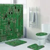 Cortinas de chuveiro Close Up of Green Computer Circuit Board Tecnologia Banheiro Conjunto