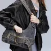 Femmes à la mode sac à bandoulière punk de jean vintage y2k streetwear grunge handbag fraîche fraîches sacs sous les bras décontractés gothiques 240509