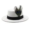 Neue Vintage -Hut -Herren rollten Brim Filz Fedora Hut mit Feather Gentleman Church Cap Trilby Jazz Hüte