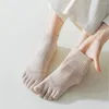 Vrouwen sokken 1 paar katoen vijf vingers anti-slip vaste kleur dames ademend met aparte laaggesneden enkel